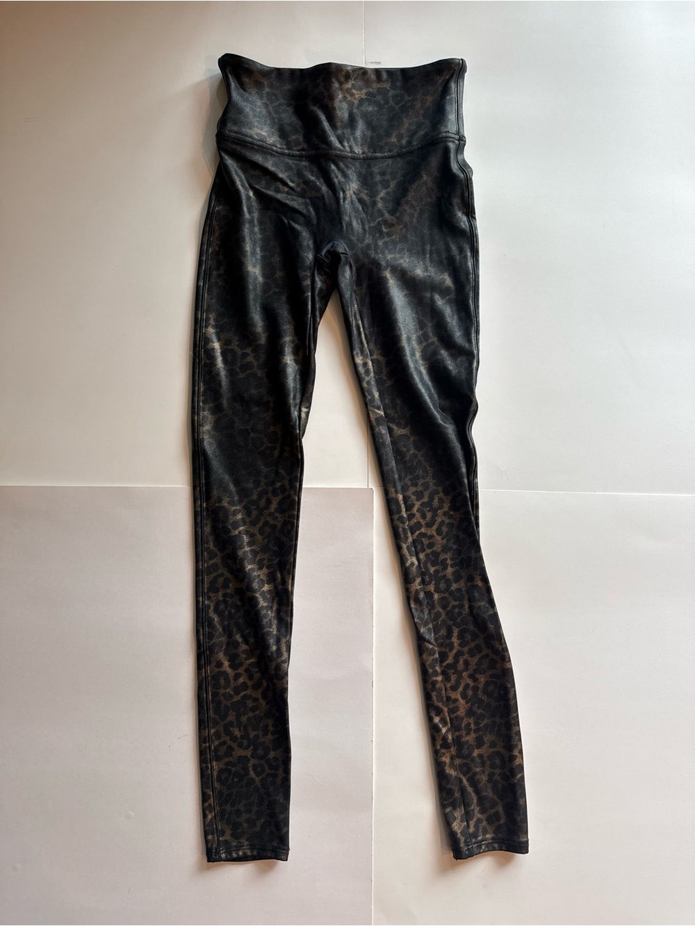 Spanx Leopard Print High-Waist Leggings in Black/Brown
